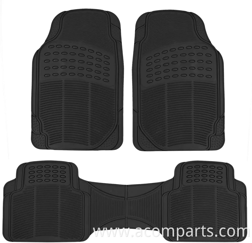 Proliner Original 3PC Heavy Duty Front & Rear Rubber Floor Mats for Car SUV Van & Truck, All Weather Protection Universal Fit